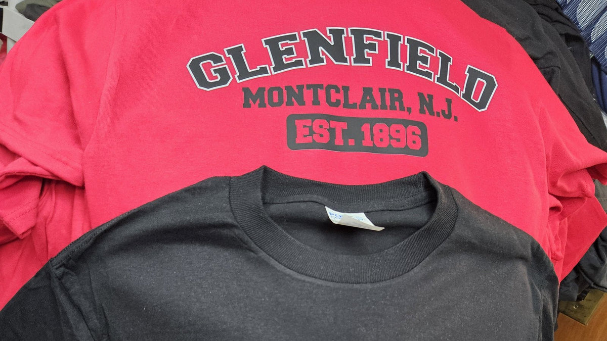 Glenfield Middle School Montclair spirit wear tees, screen printed by KSTMYZE