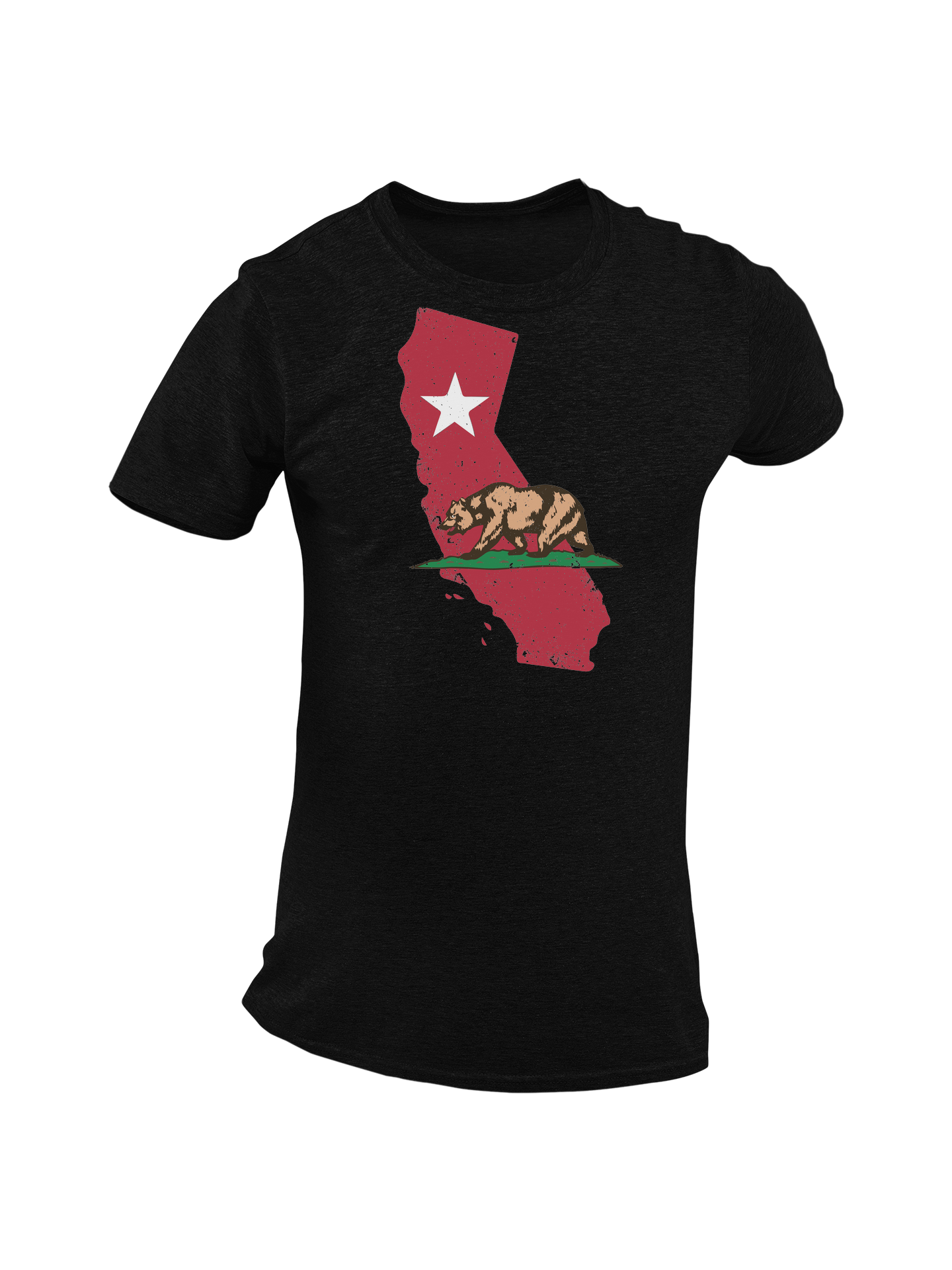 California Republic State Flag Bear Design Men's T-Shirt Black