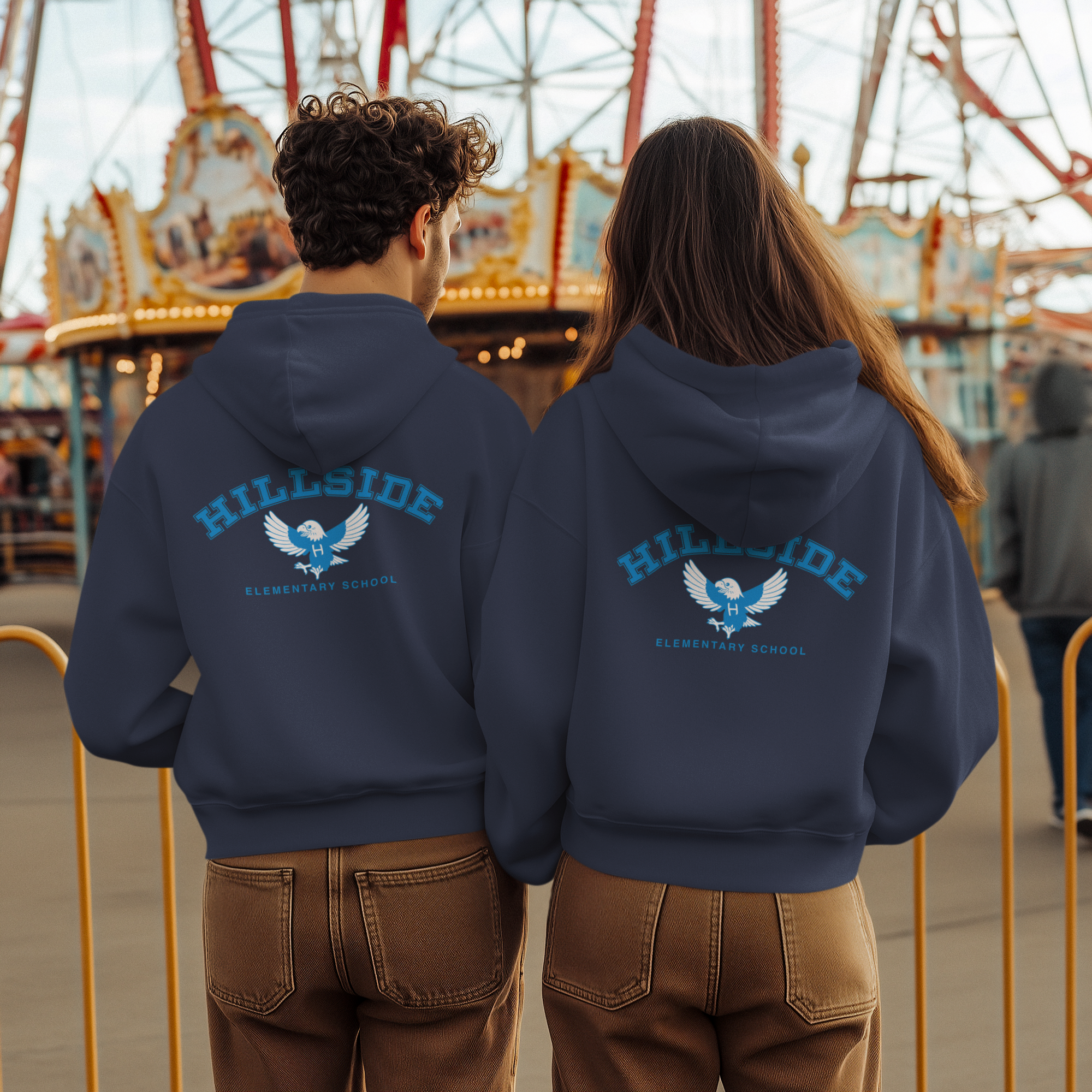 Adult Unisex Hillside Zippered Hoodie Navy Blue