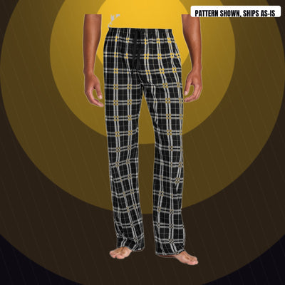 Mitzvah Party Flannel PJ Pants in black and white plaid, shipped as shown with no printing