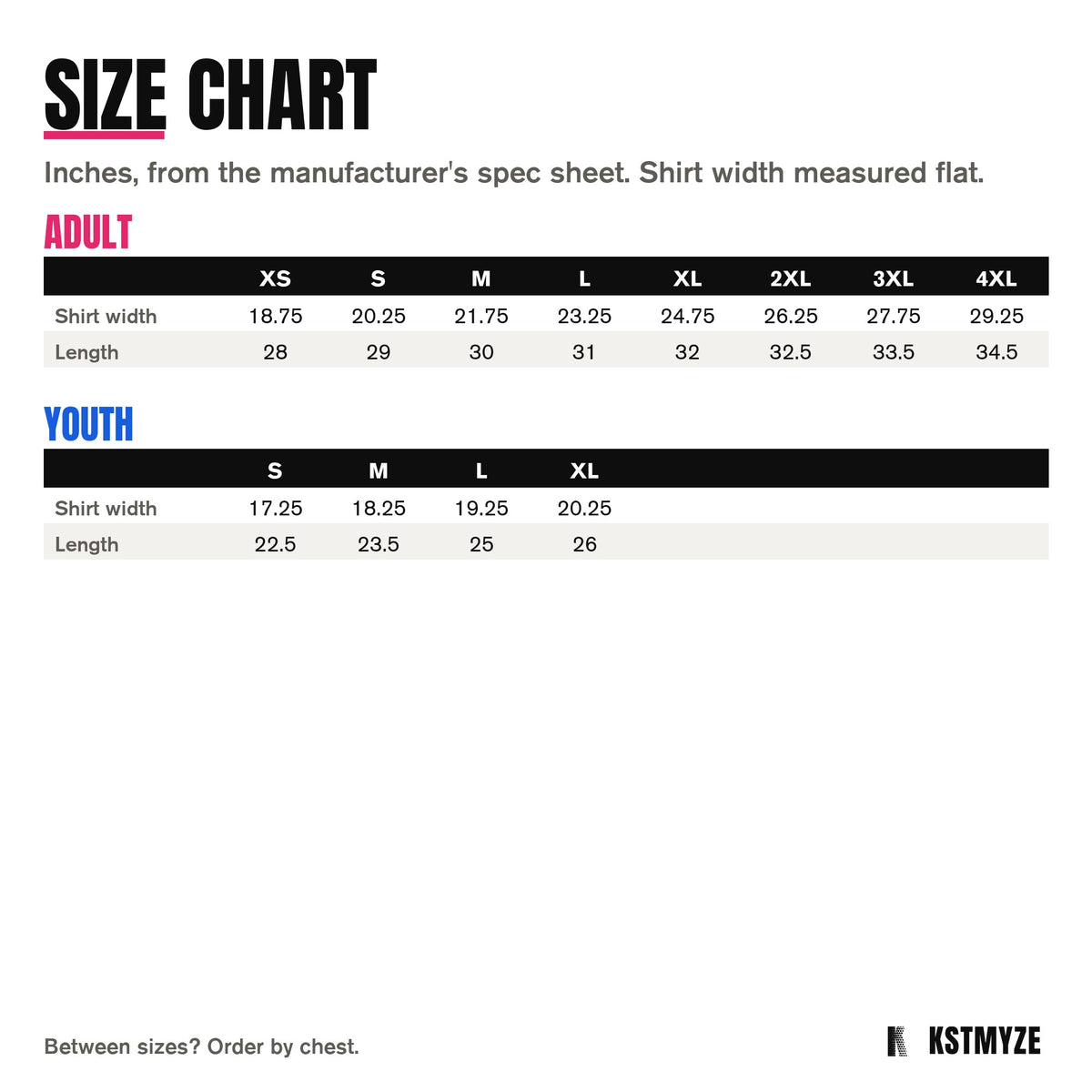 Team 365 TT115 Zone Performance Reversible Team Jersey size chart: adult XS to 4XL, youth S to XL, in inches