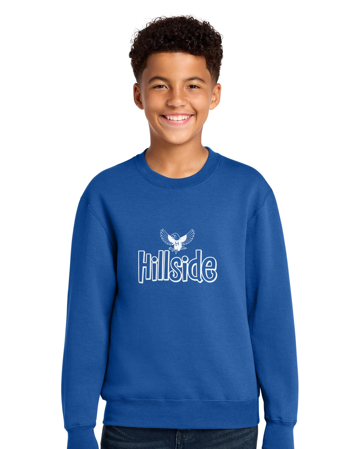 Kids Hillside Crewneck Royal Blue (Style A) - Hillside Elementary School spirit wear