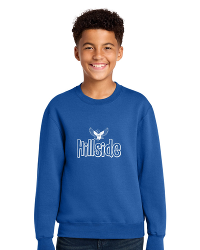 Kids Hillside Crewneck Royal Blue (Style A) - Hillside Elementary School spirit wear