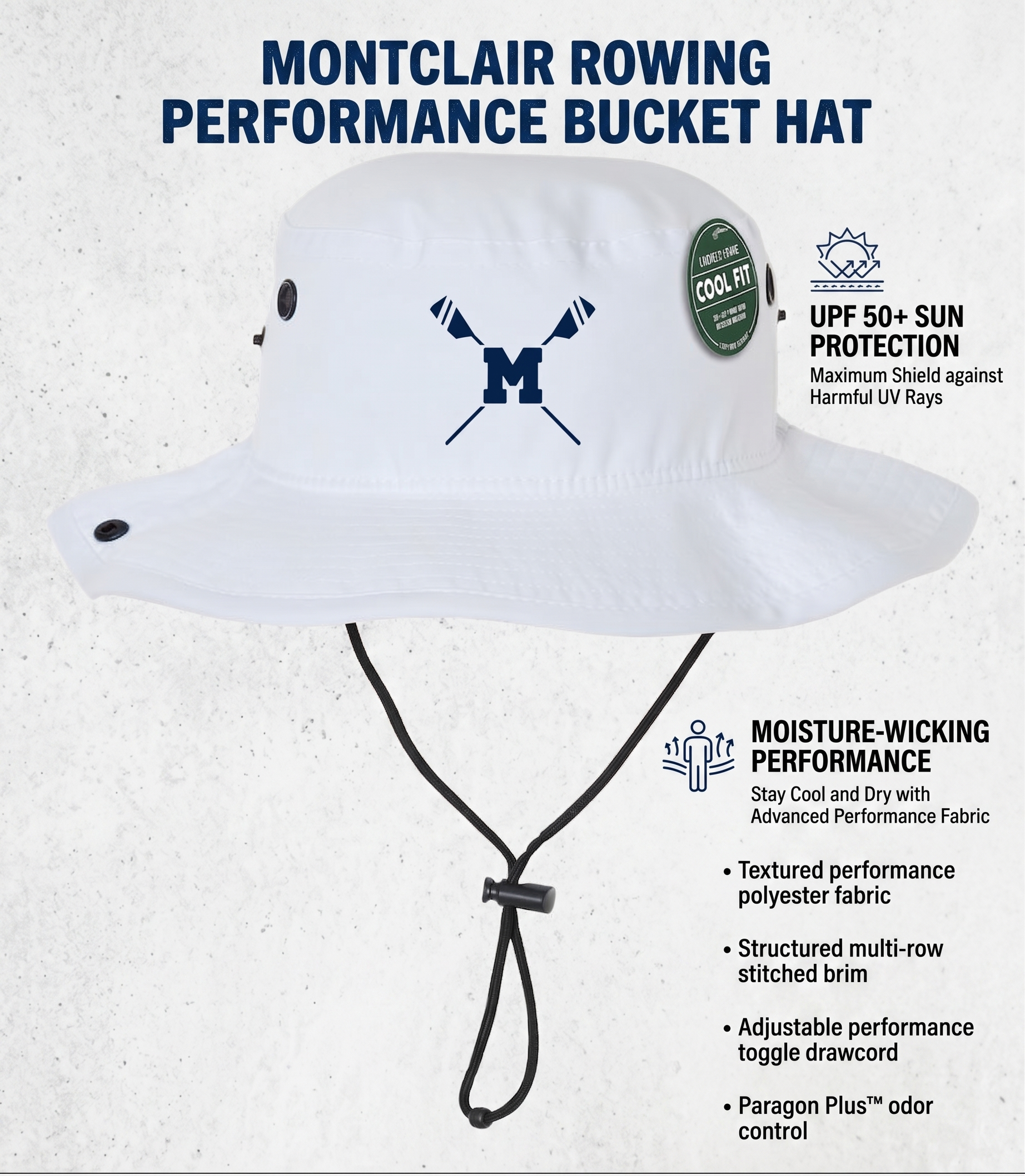 Montclair Rowing UPF50+ Cool Fit Booney Sun Hat
