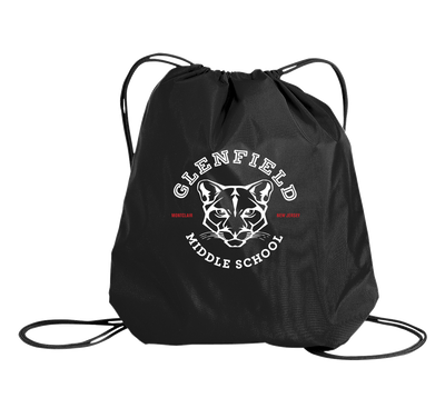 Glenfield Middle School cougar crest black cinch pack